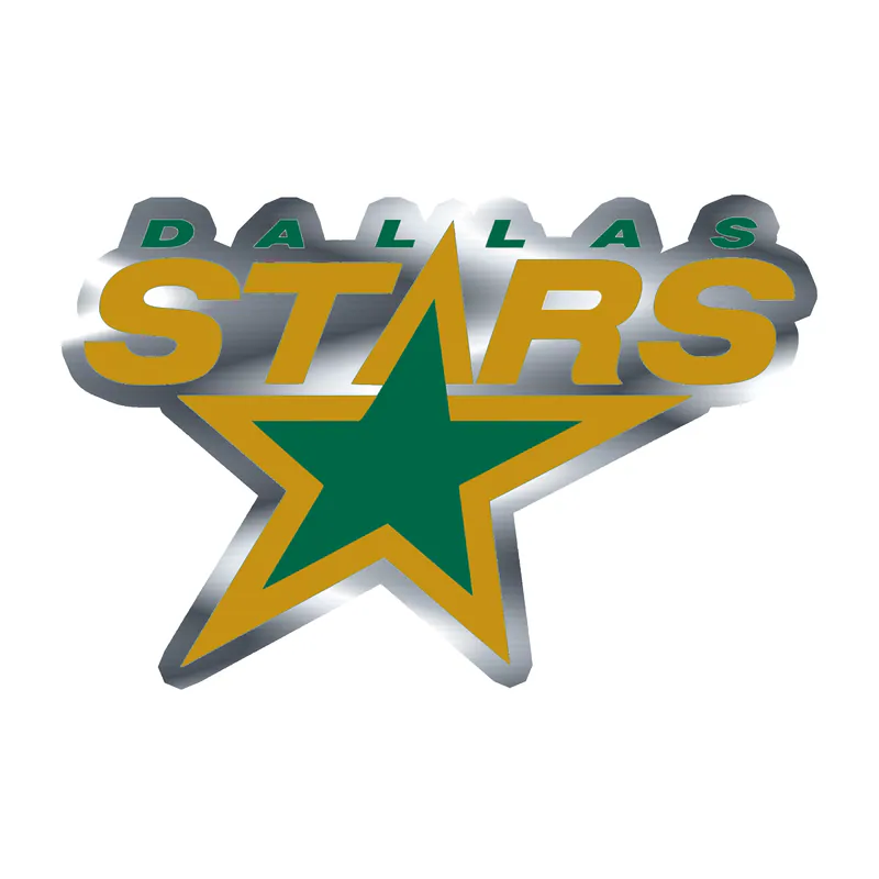 Dallas Stars  - Star With Name - Silver Chrome Vinyl Sticker - Custom Size