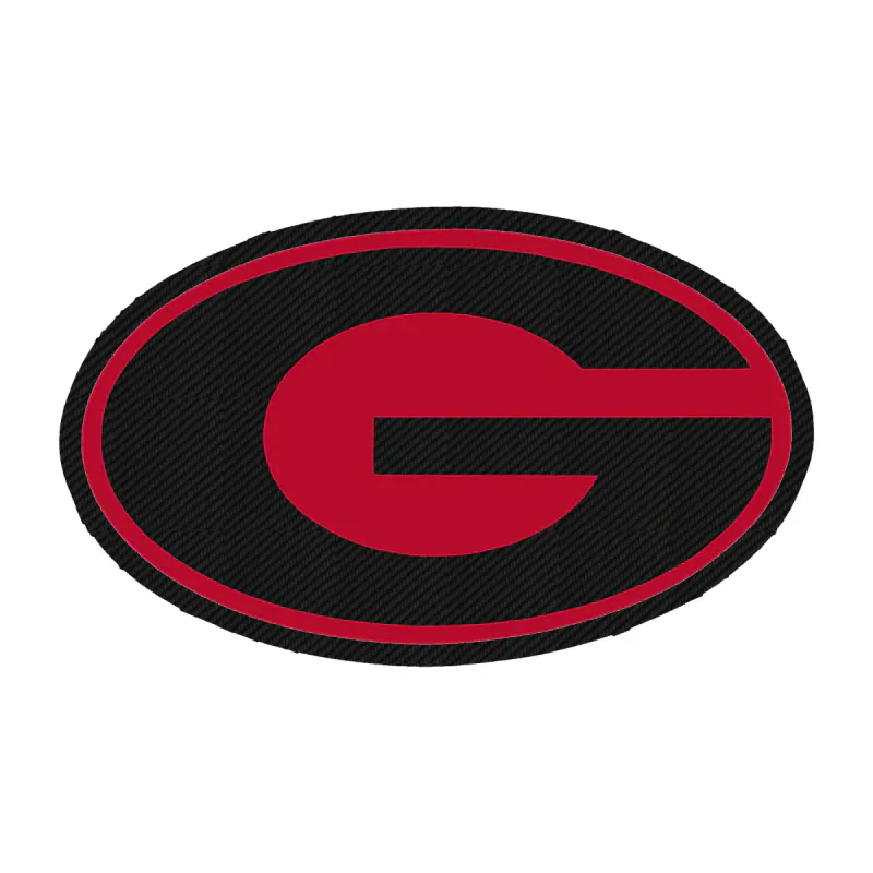 Georgia Bulldogs - Red Oval with Black G 2 - Carbon Fiber Vinyl Decal - Custom Size