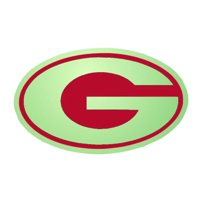 Georgia Bulldogs - Red Oval with Black G 2 - Glow in the Dark Vinyl Decal - Custom Size