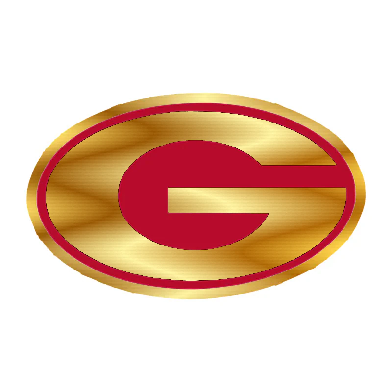 Georgia Bulldogs - Red Oval with Black G 2 - Gold Chrome Vinyl Decal - Custom Size