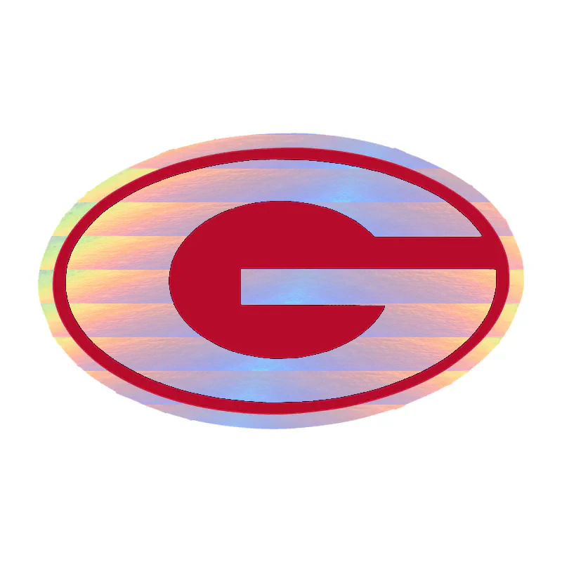 Georgia Bulldogs - Red Oval with Black G 2 - Holographic Vinyl Decal - Custom Size