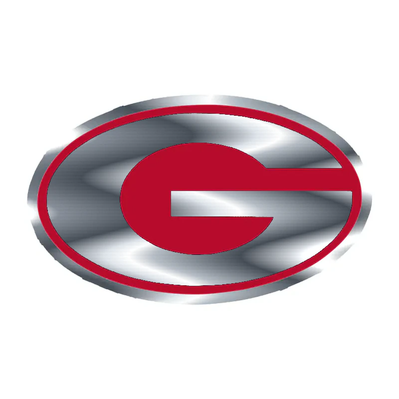 Georgia Bulldogs - Red Oval with Black G 2 - Silver Chrome Vinyl Decal - Custom Size