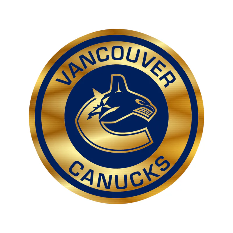 Vancouver Canucks - Gray Circle With Name - Gold Chrome Vinyl Sticker - Custom Size