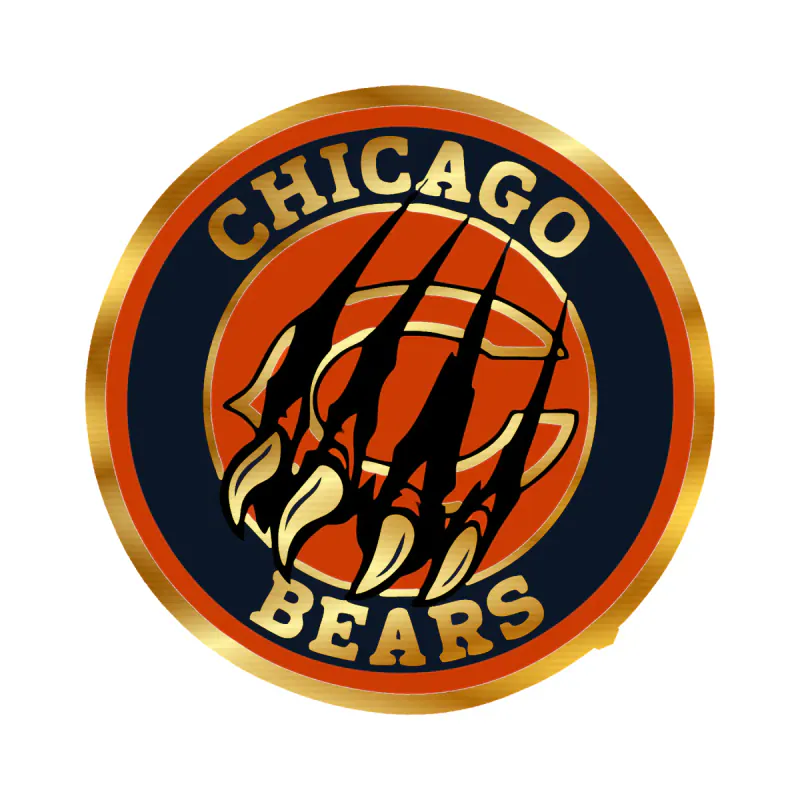 Chicago Bears - Circle with Claws - Gold Chrome Vinyl Sticker - Custom Size