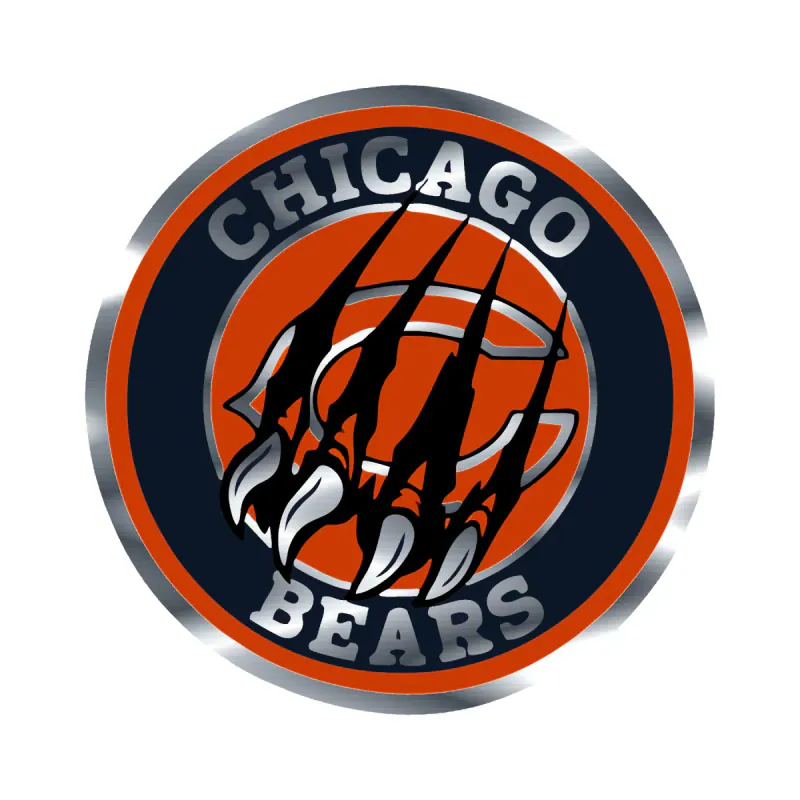 Chicago Bears - Circle with Claws - Silver Chrome Vinyl Sticker - Custom Size