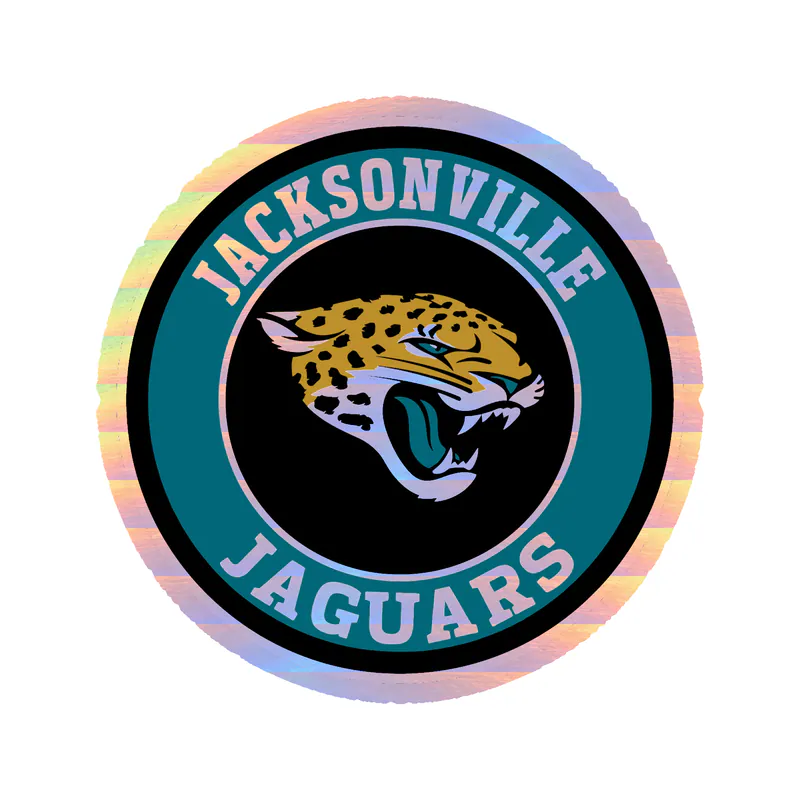 Jacksonville Jaguars - Black And Teal Circle - Holographic Vinyl Sticker - Custom Size