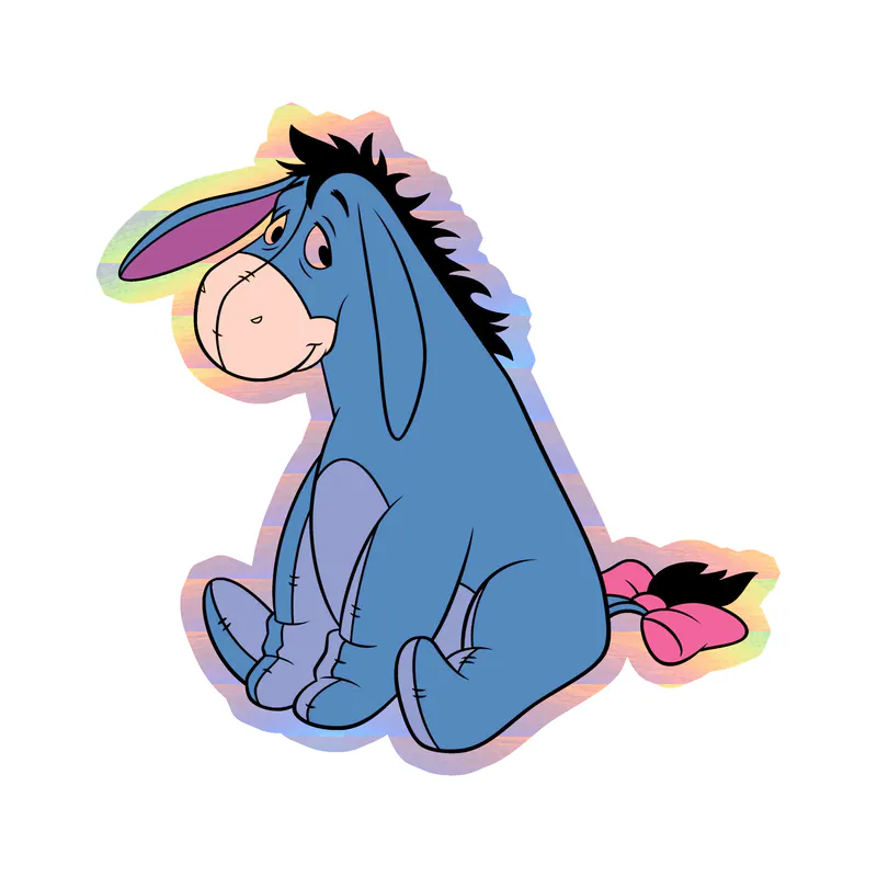 Winnie The Pooh - Eeyore - Holographic Vinyl Sticker - Custom Size