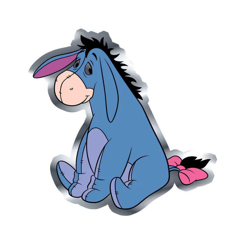 Winnie The Pooh - Eeyore - Silver Chrome Vinyl Sticker - Custom Size