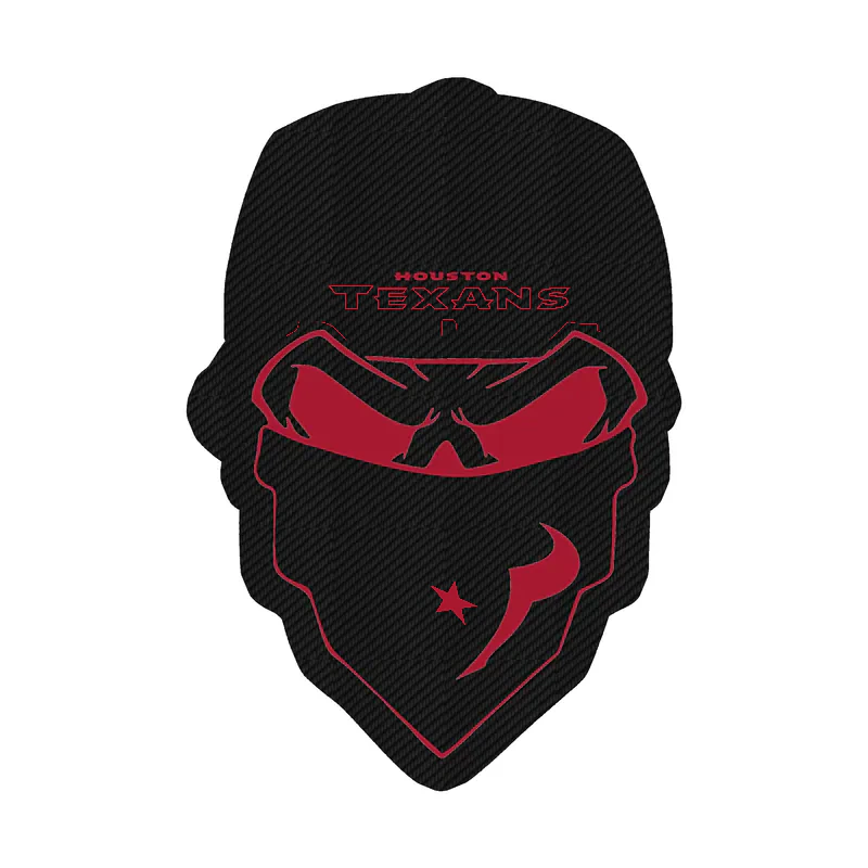 Houston Texans - Skull With Cap - Carbon Fiber Vinyl Sticker - Custom Size