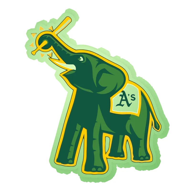 Oakland Athletics - Elephant With Baseball Bat - Glow in the Dark Vinyl Sticker - Custom Size