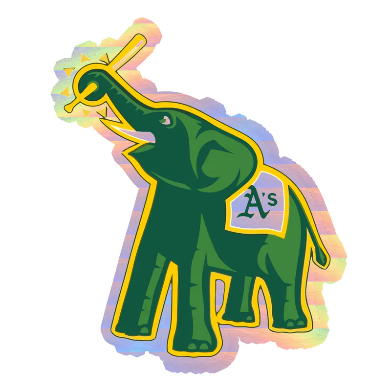 Oakland Athletics - Elephant With Baseball Bat - Holographic Vinyl Sticker - Custom Size