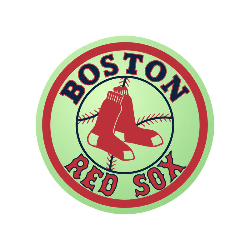 Boston Red Sox - Circle With Sox And Baseball - Glow in the Dark Vinyl Sticker - Custom Size