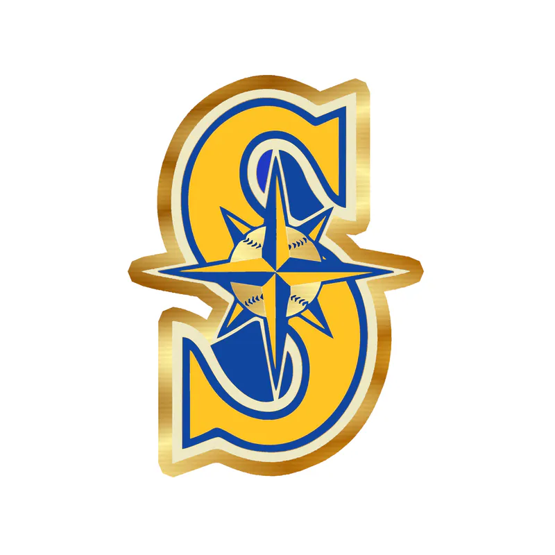 Seattle Mariners - Yellow S - Gold Chrome Vinyl Sticker - Custom Size