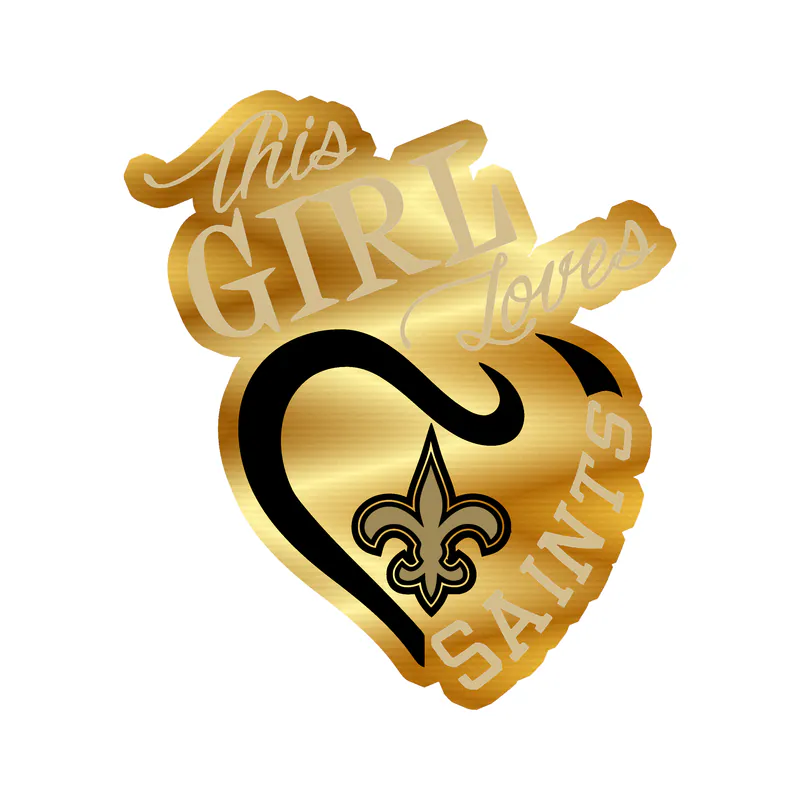 New Orleans Saints Girl Gold Chrome Vinyl Sticker - Custom Size