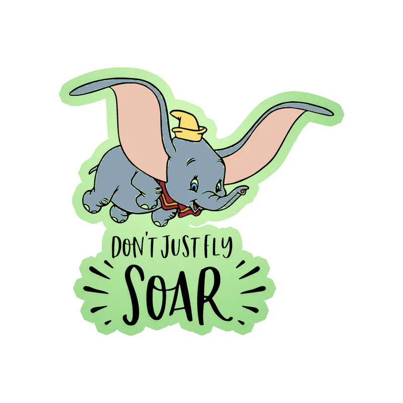 Dumbo Glow in the Dark Vinyl Sticker - Custom Size