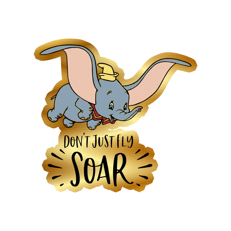 Dumbo Gold Chrome Vinyl Sticker - Custom Size
