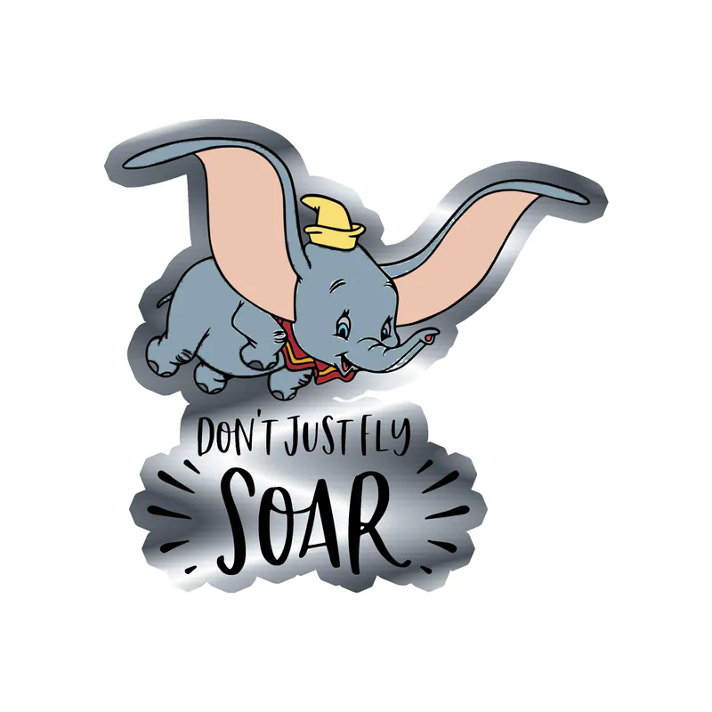 Dumbo Silver Chrome Vinyl Sticker - Custom Size