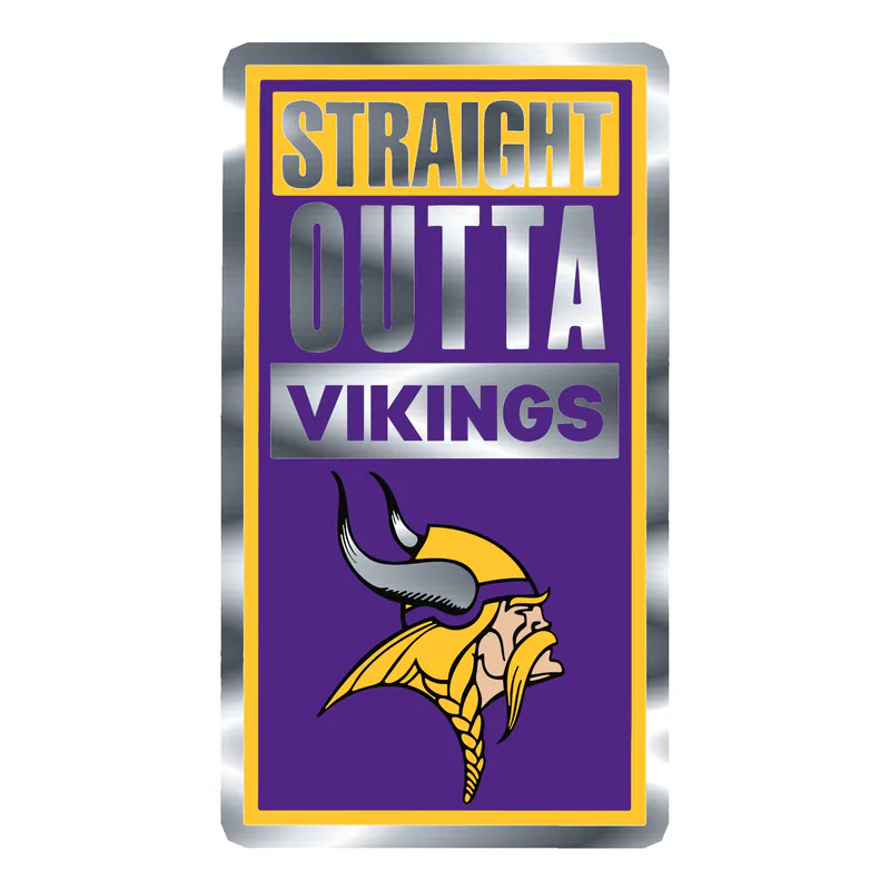 Minnesota Vikings - Straight Outta Vikings - Silver Chrome Vinyl Sticker - Custom Size