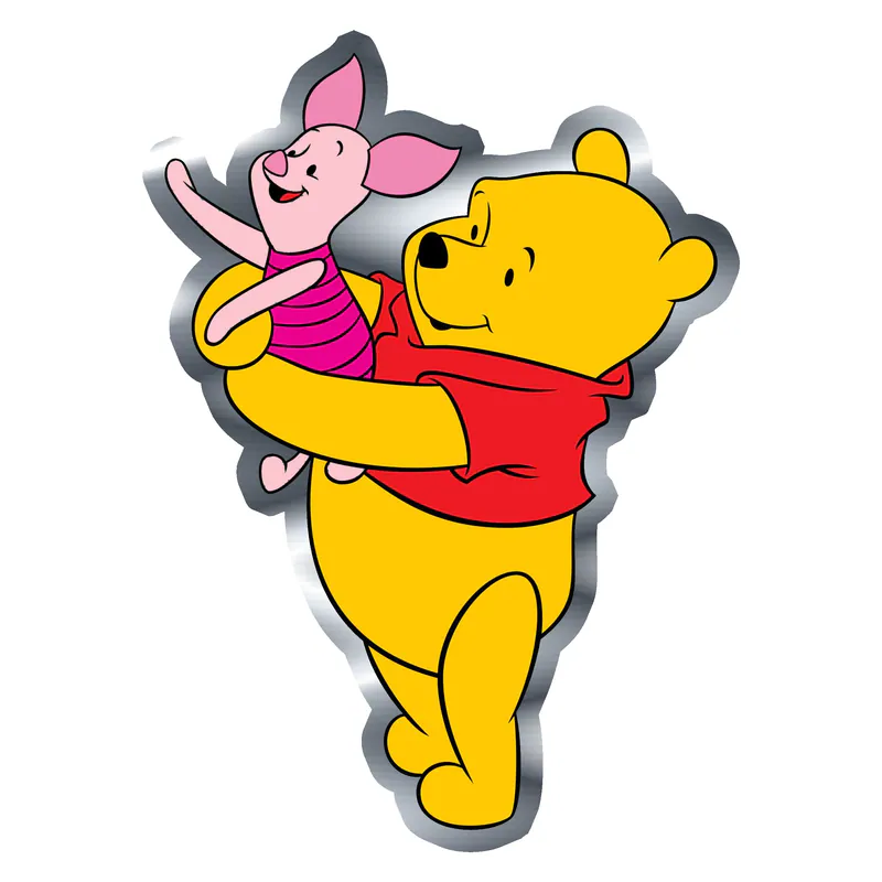 Winnie The Pooh - Pooh And Piglet - Silver Chrome Vinyl Sticker - Custom Size