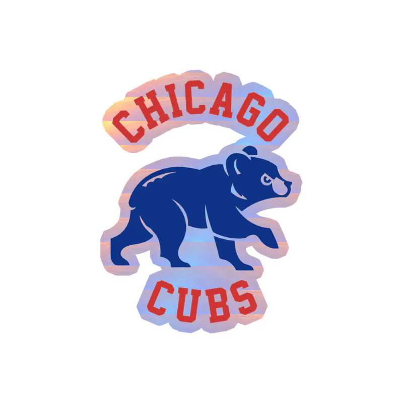 Chicago Cubs - Cubs With Name - Holographic Vinyl Sticker - Custom Size