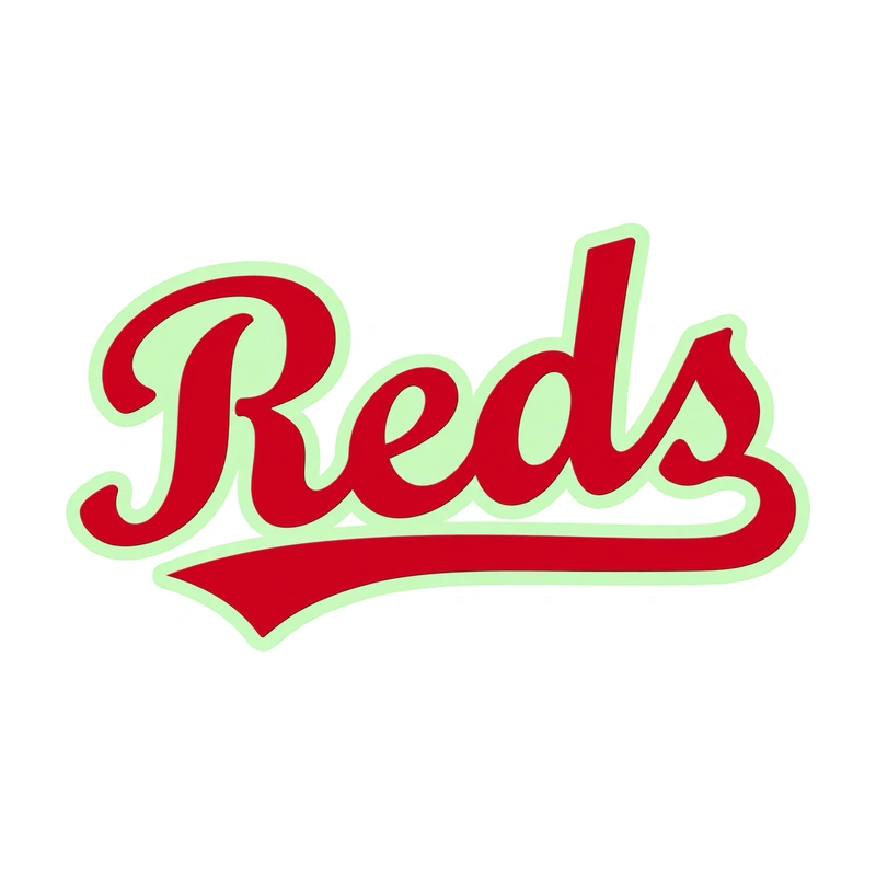 Cincinnati Reds - Reds Cursive - Glow in the Dark Vinyl Sticker - Custom Size