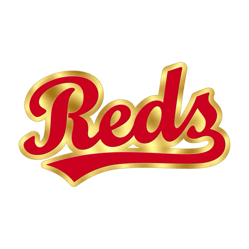 Cincinnati Reds - Reds Cursive - Gold Chrome Vinyl Sticker - Custom Size