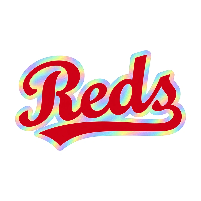 Cincinnati Reds - Reds Cursive - Holographic Vinyl Sticker - Custom Size