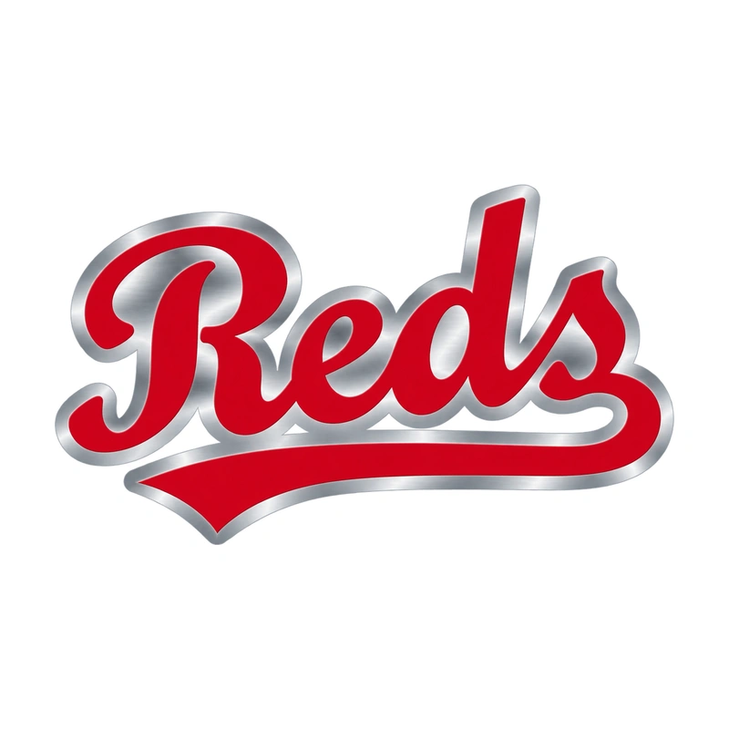 Cincinnati Reds - Reds Cursive - Silver Chrome Vinyl Sticker - Custom Size