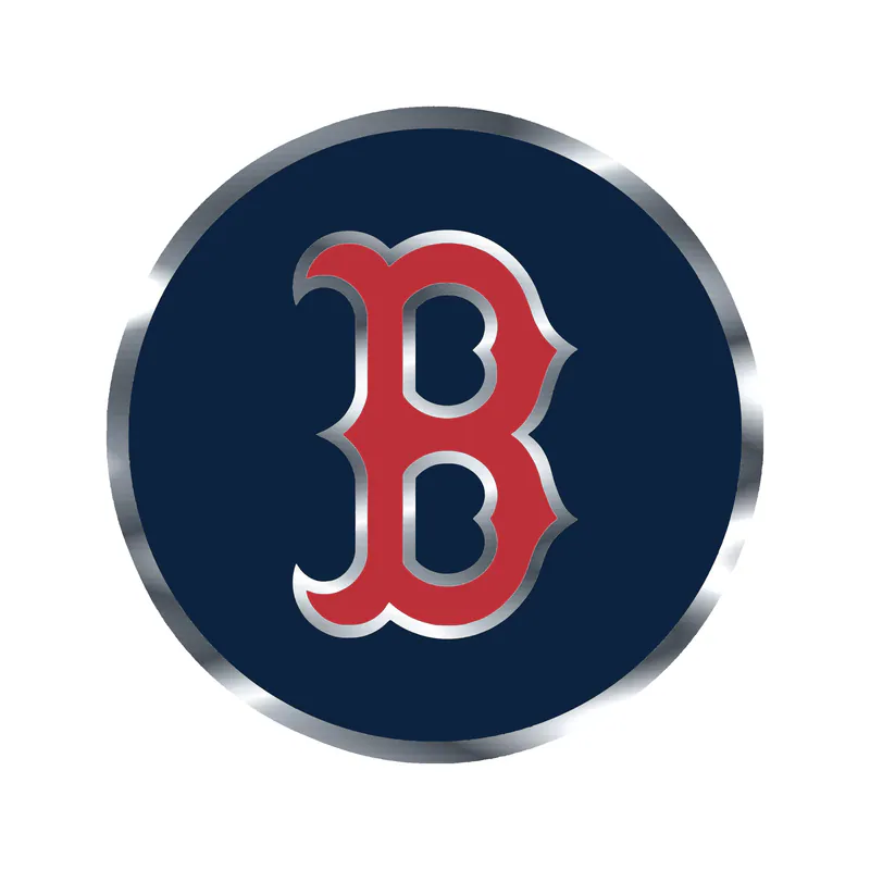 Boston Red Sox - Blue Circle With Red B - Silver Chrome Vinyl Sticker - Custom Size