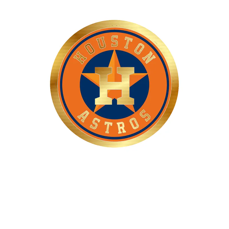 Houston Astros - Orange Circle With Name - Gold Chrome Vinyl Sticker - Custom Size