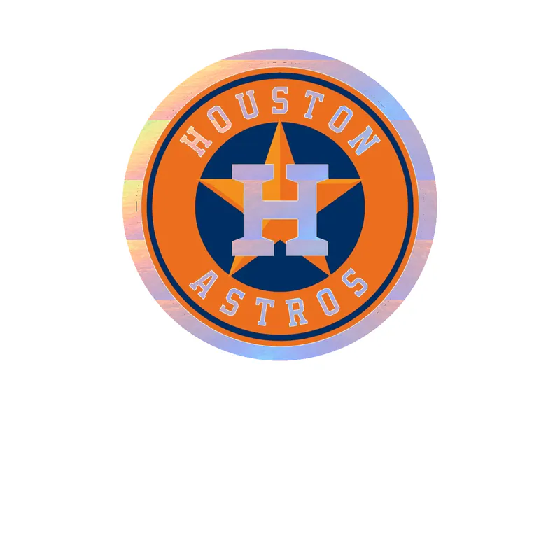 Houston Astros - Orange Circle With Name - Holographic Vinyl Sticker - Custom Size