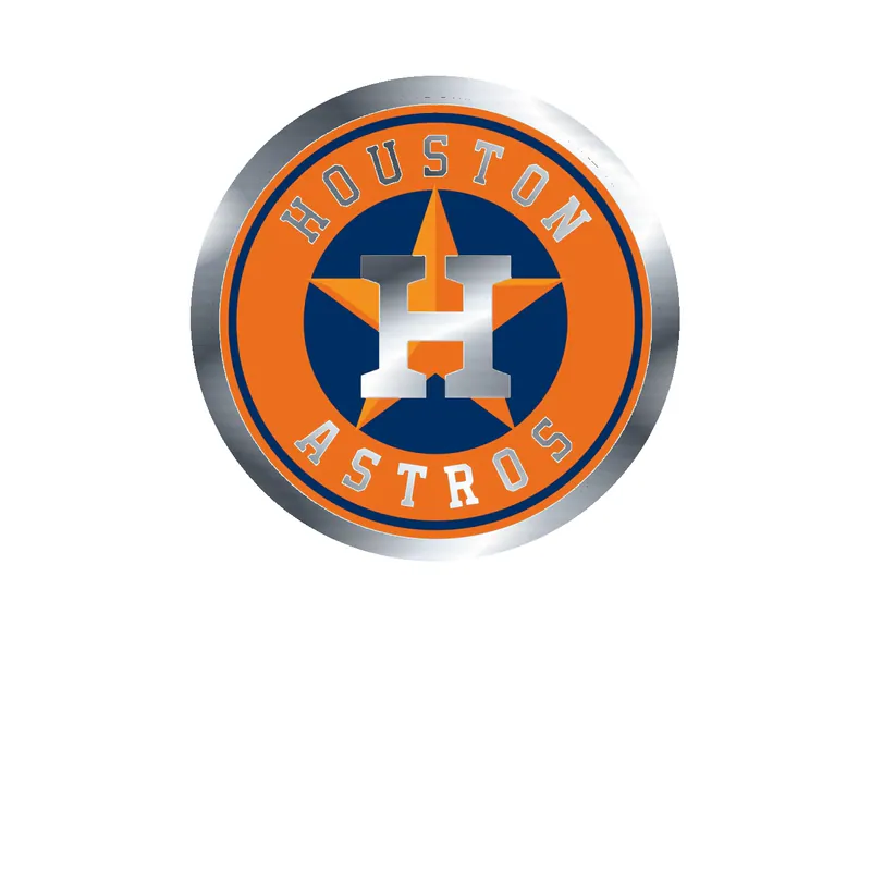 Houston Astros - Orange Circle With Name - Silver Chrome Vinyl Sticker - Custom Size