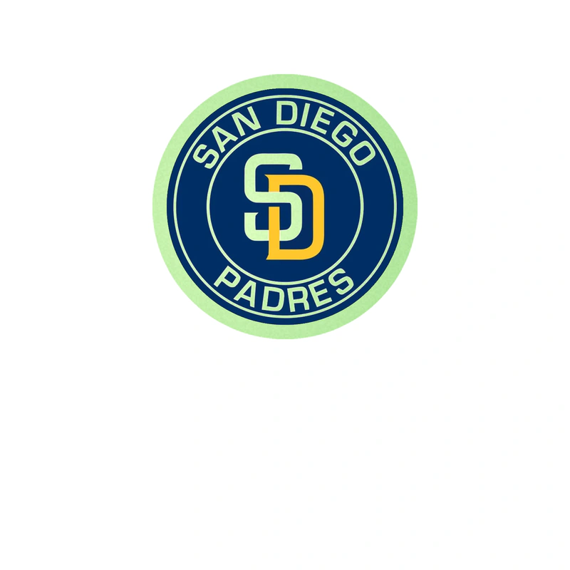San Diego Padres - Blue Circle With White Name And Yellow D - Glow in the Dark Vinyl Sticker - Custom Size