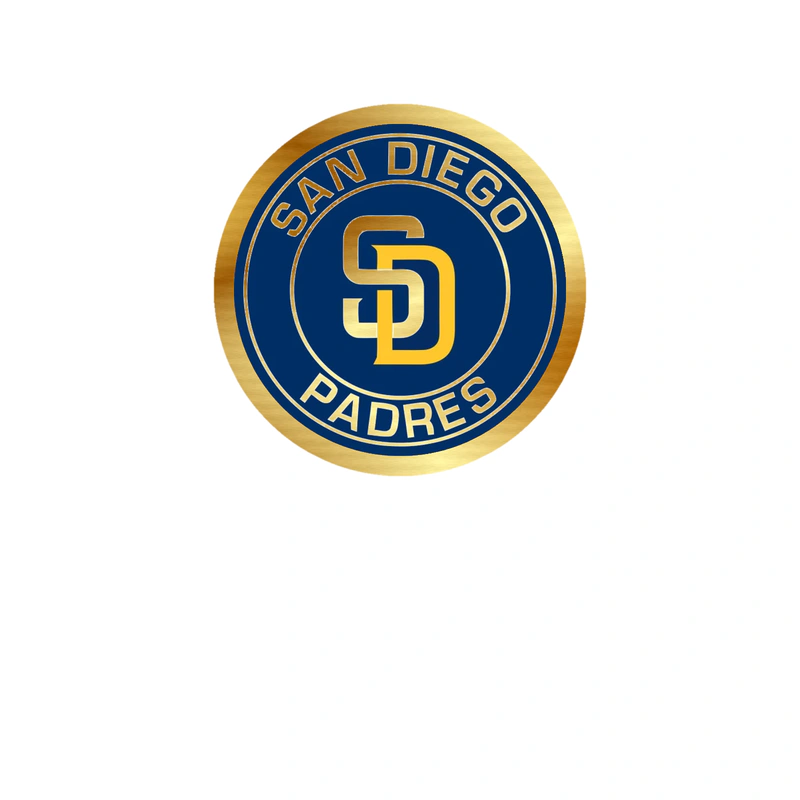 San Diego Padres - Blue Circle With White Name And Yellow D - Gold Chrome Vinyl Sticker - Custom Size