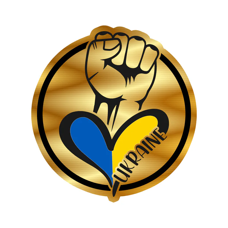Ukraine Gold Chrome Vinyl Decal - custom size