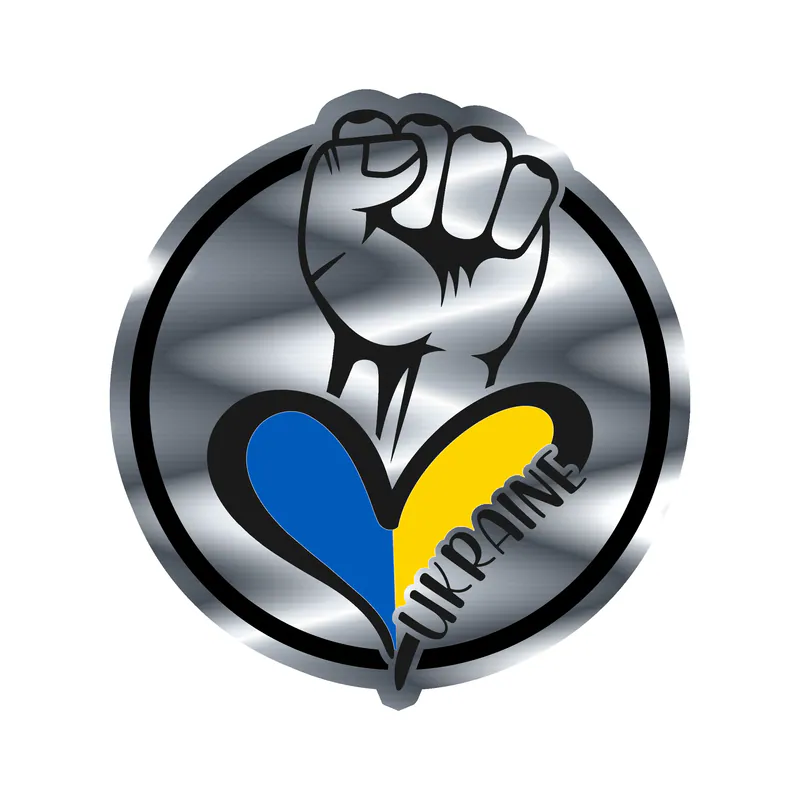Ukraine Silver Chrome Vinyl Decal - custom size