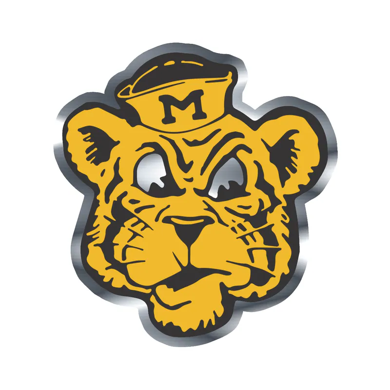 Missouri Tigers - Old School - Silver Chrome Vinyl Sticker - Custom Size