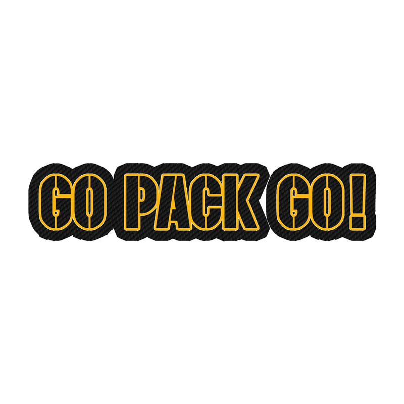 Green Bay Packers - Go Pack Go Lettering - Carbon Fiber Vinyl Sticker - Custom Size