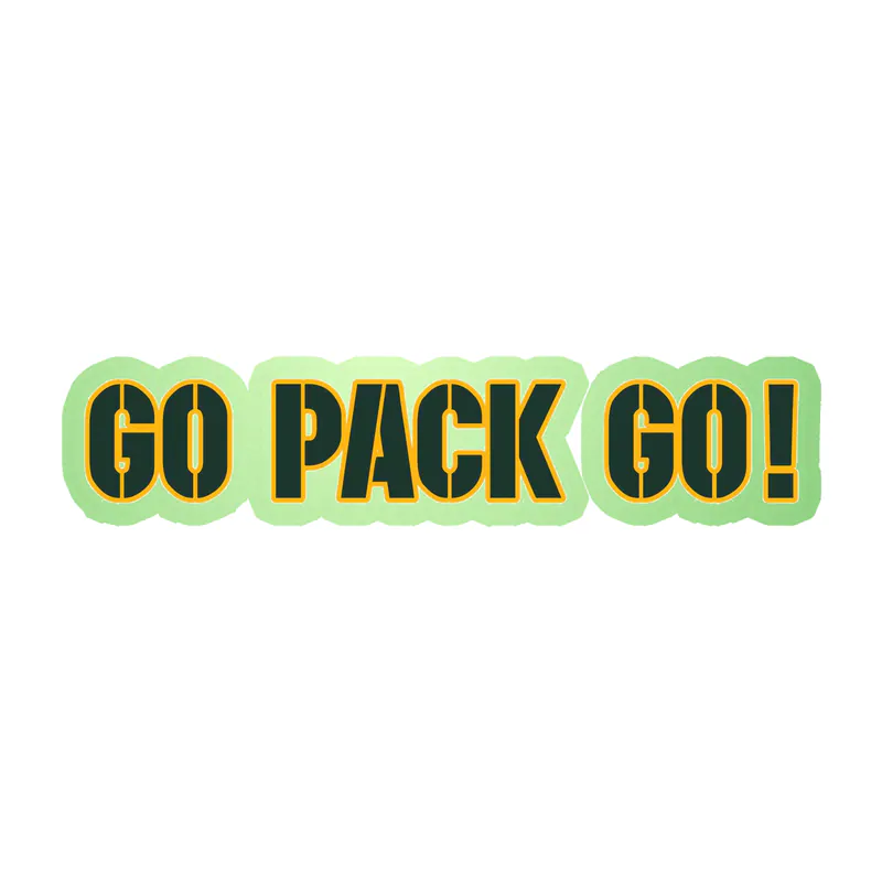 Green Bay Packers - Go Pack Go Lettering - Glow in the Dark Vinyl Sticker - Custom Size