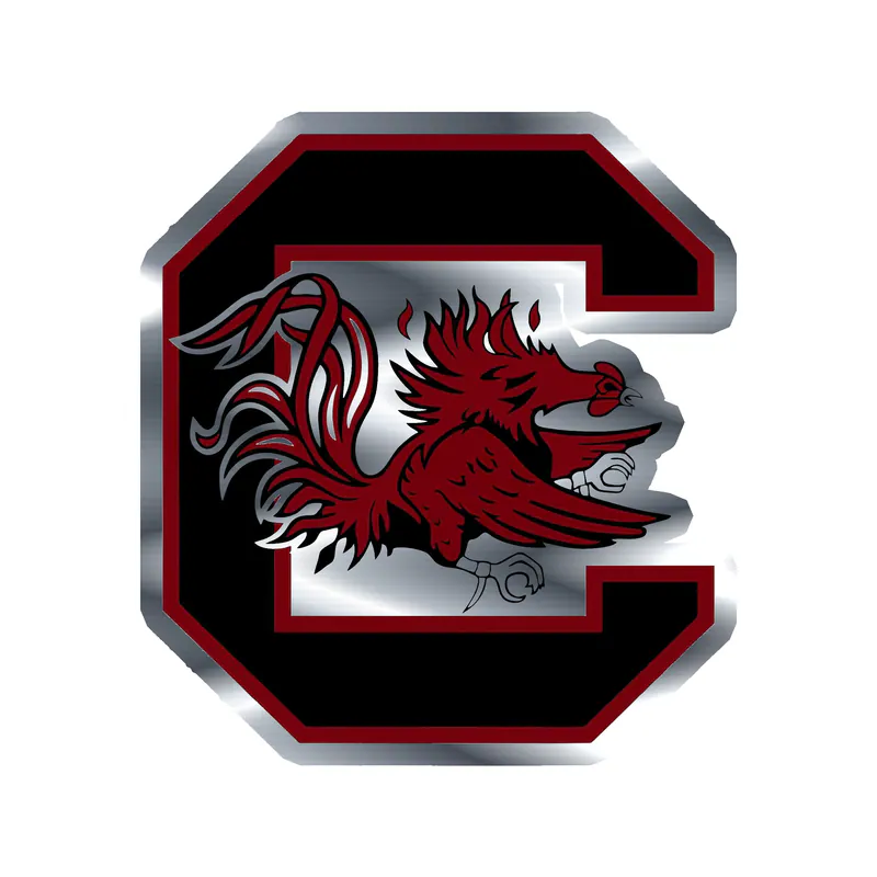 South Carolina Gamecocks Silver Chrome Vinyl Decal - Custom Size