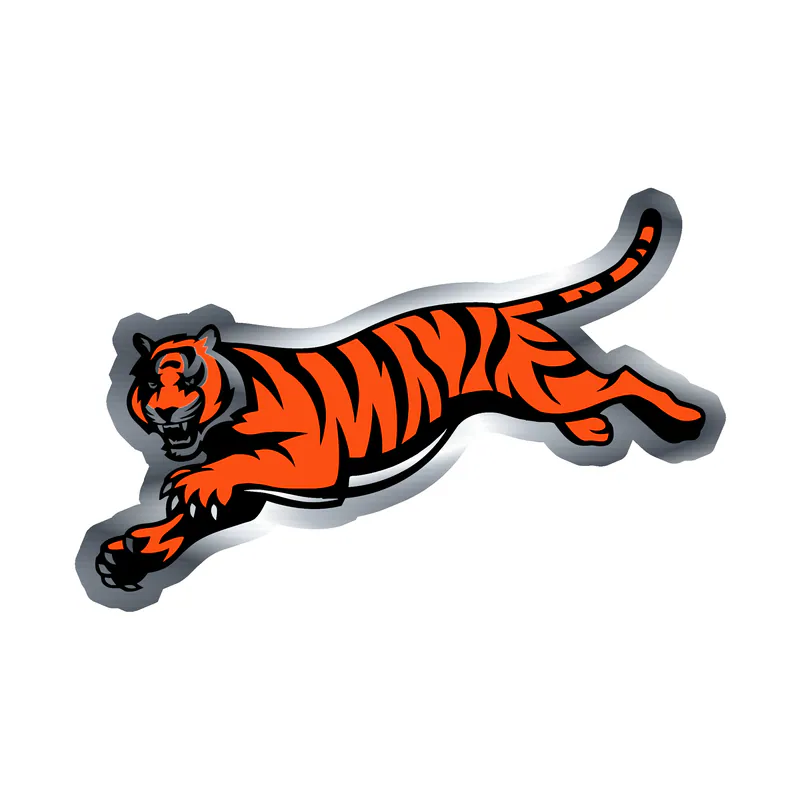 Cincinnati Bengals - Tiger 2 - Silver Chrome Vinyl Sticker - Custom Size