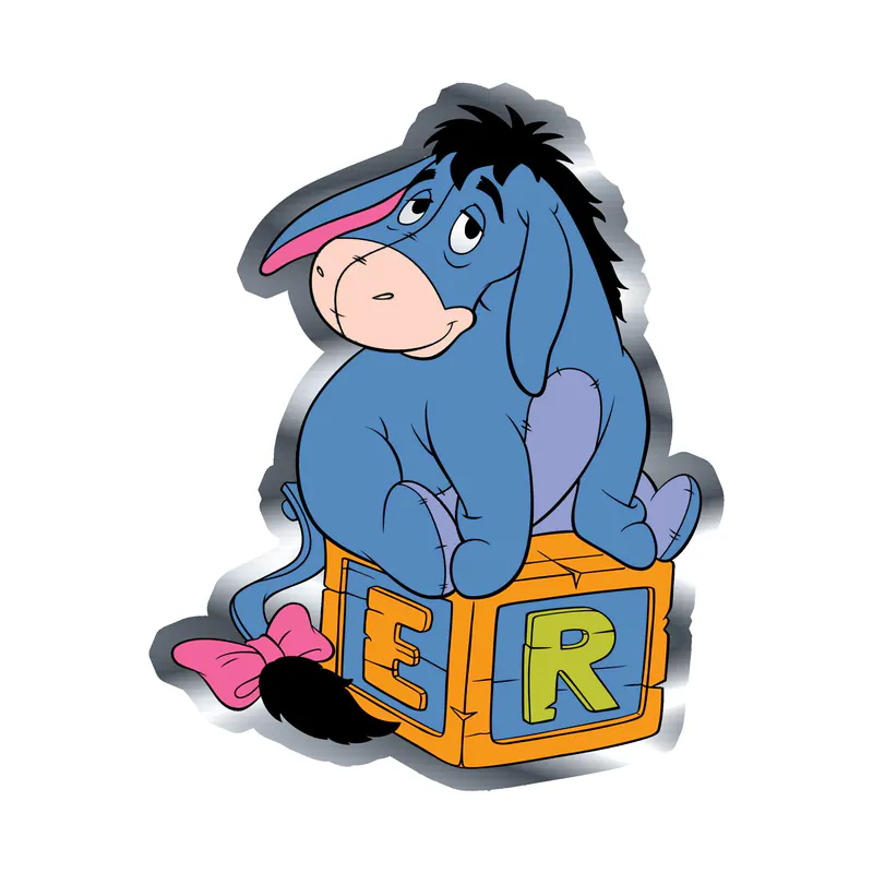 Winnie The Pooh - Eeyore - Silver Chrome Vinyl Sticker - Custom Size