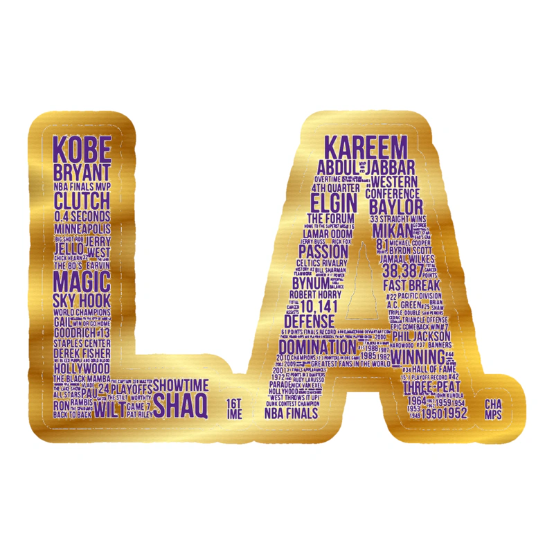 Los Angeles Lakers - Image 12 - Gold Chrome Vinyl Sticker - Custom Size