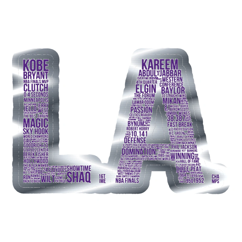 Los Angeles Lakers - Image 12 - Silver Chrome Vinyl Sticker - Custom Size