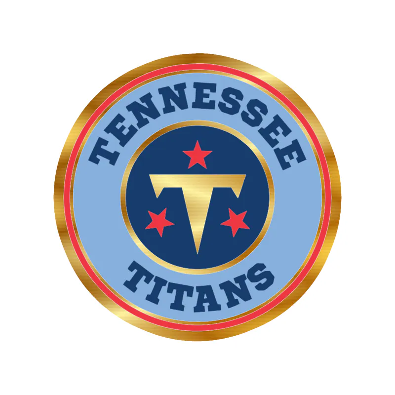 Tennessee Titans - Blue and Red Circle - Gold Chrome Vinyl Sticker - Custom Size