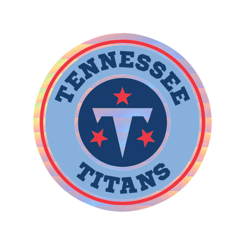 Tennessee Titans - Blue and Red Circle - Holographic Vinyl Sticker - Custom Size