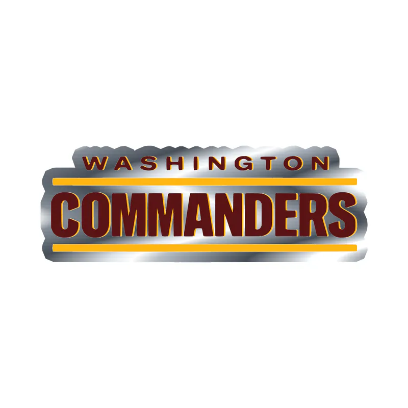 Washington Commanders -Burgundy Words- Silver Chrome Vinyl Sticker - Custom Size