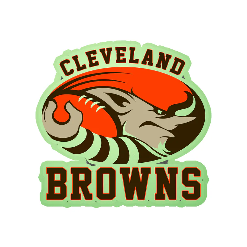 Cleveland Browns - Oval with Name - Glow in the Dark Vinyl Sticker - Custom Size