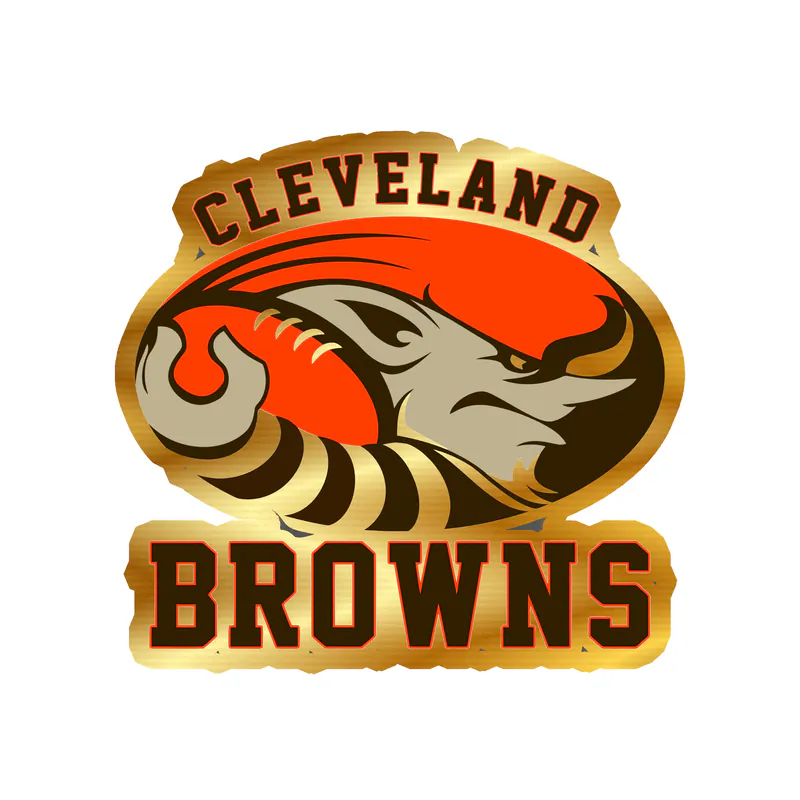 Cleveland Browns - Oval with Name - Gold Chrome Vinyl Sticker - Custom Size