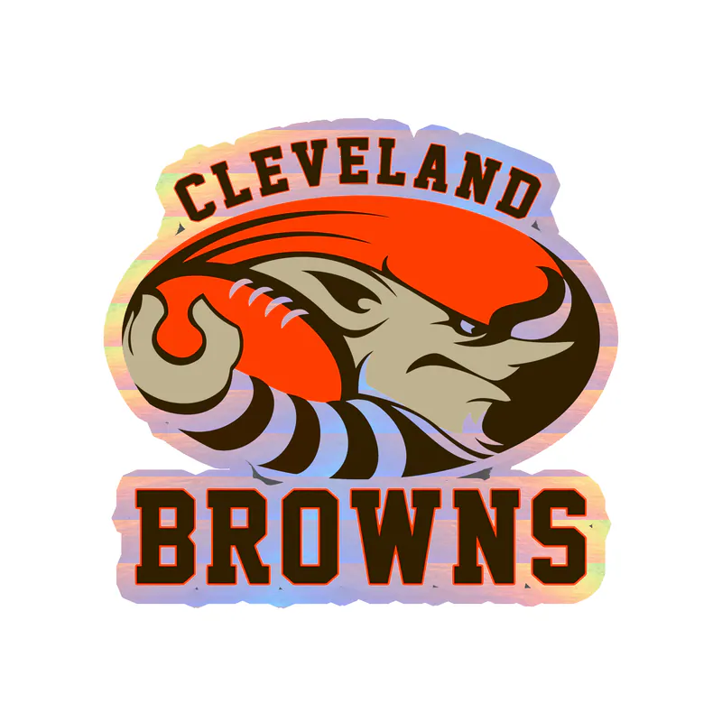 Cleveland Browns - Oval with Name - Holographic Vinyl Sticker - Custom Size